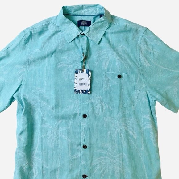 NWT Havana Jim Mens Tropical Palm Print Camp Shirt Size Medium - Picture 3 of 5